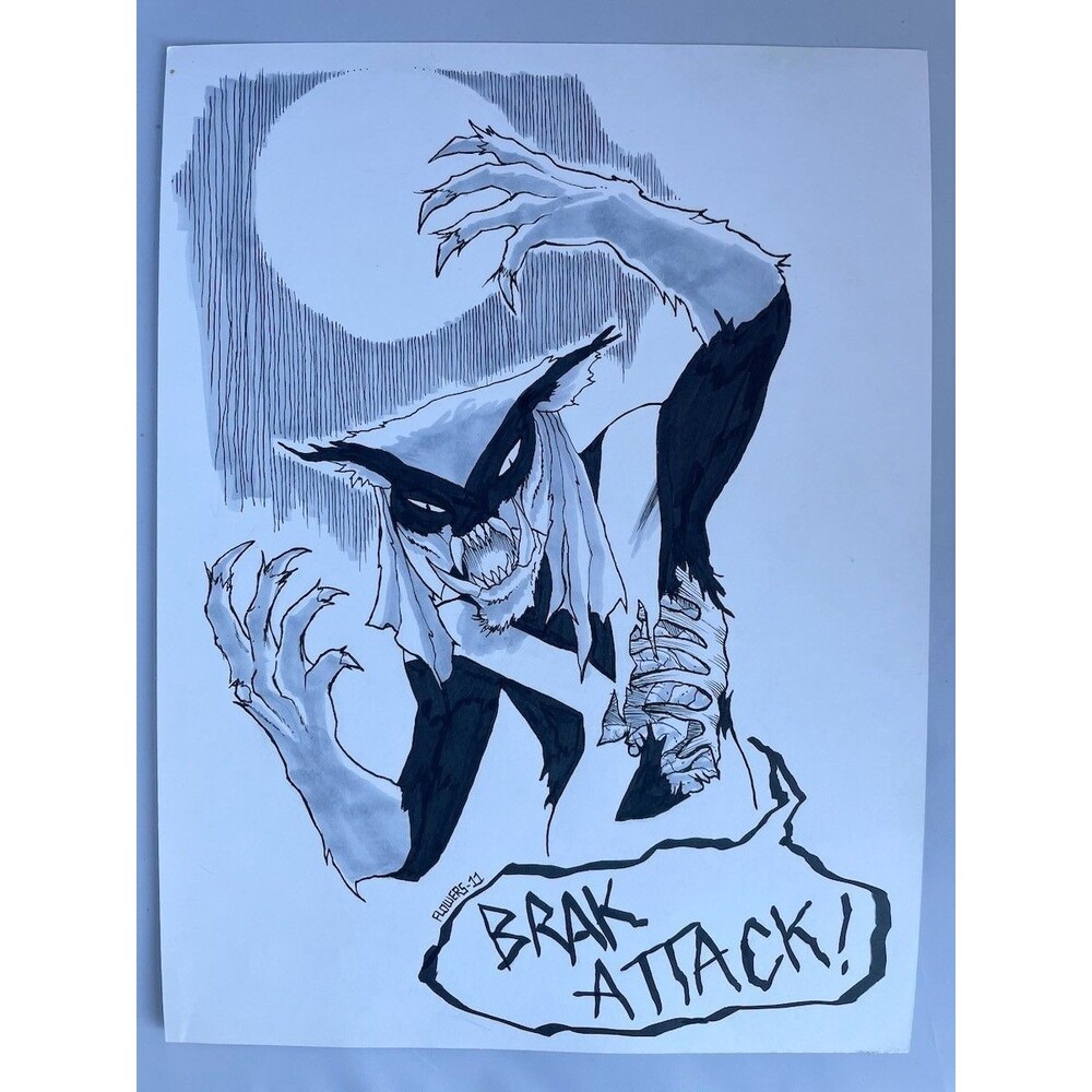 Brak from Space Ghost as a Zombie Original Comic Art by Jason Flowers 9x12 2011